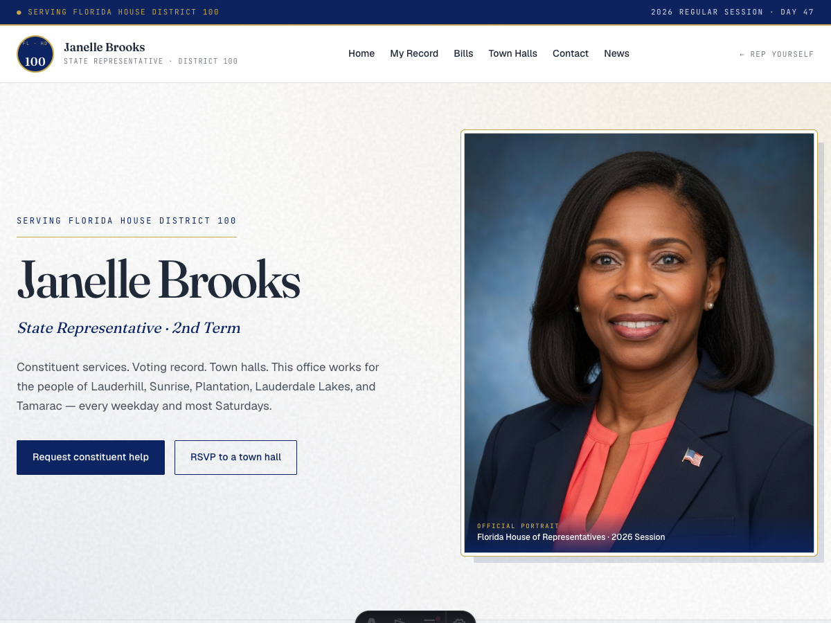 Rep. Janelle Brooks campaign site preview