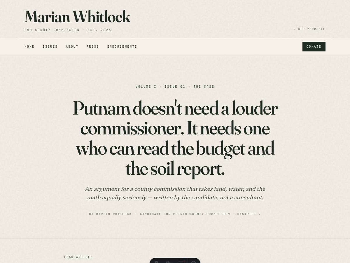 Marian Whitlock campaign site preview
