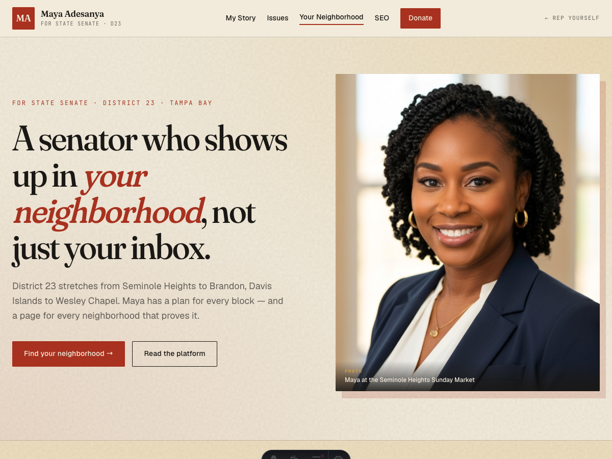 Maya Adesanya for State Senate demo site